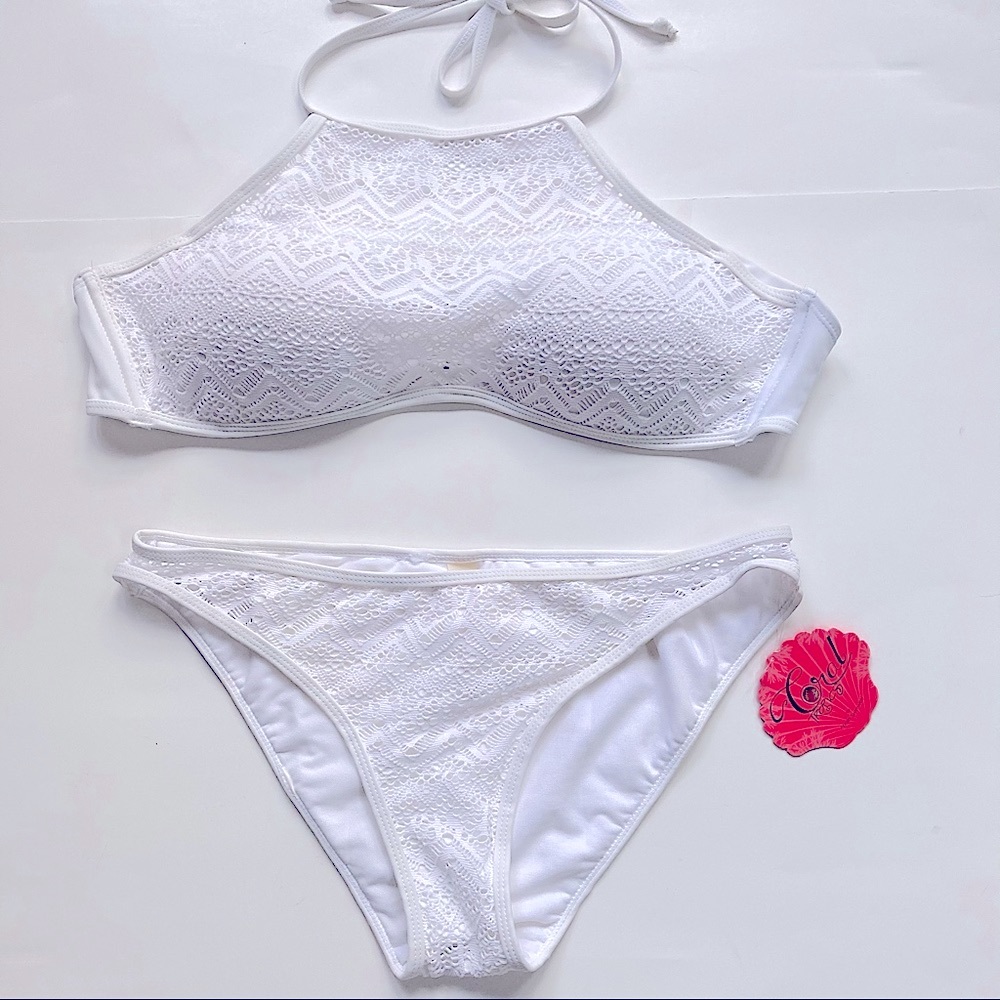 NWT Coral Tropics | 2-Piece Halter Crochet Lace Bikini